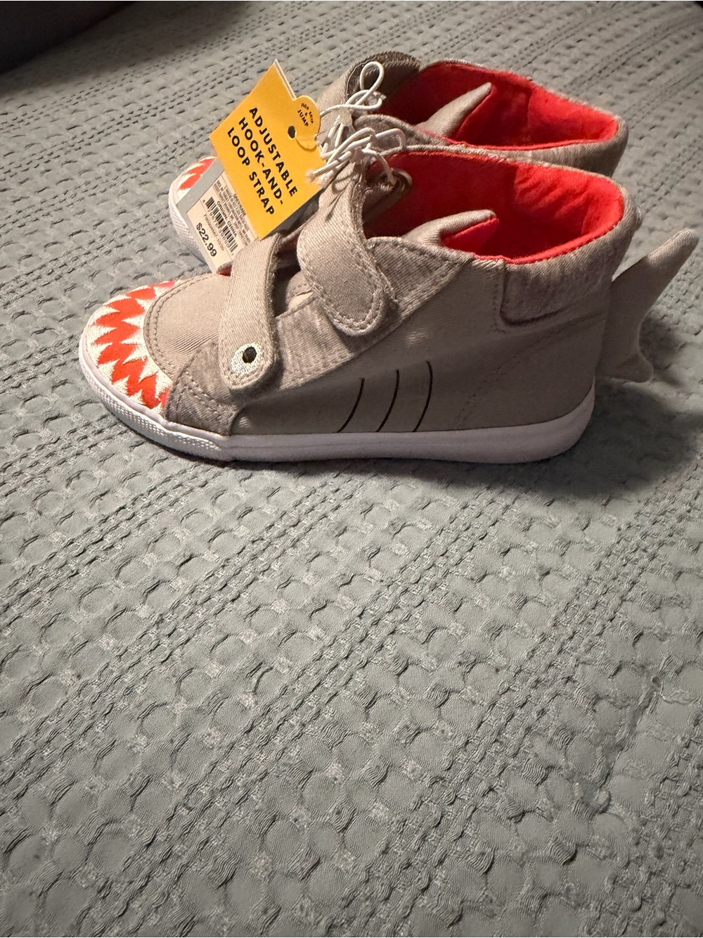 Cat & Jack Kids Shark-Accent High-Top Sneakers in Gray and Red